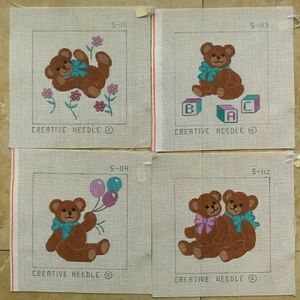 Creative Needle Needlepoint Bear Design Canvases, set of 4